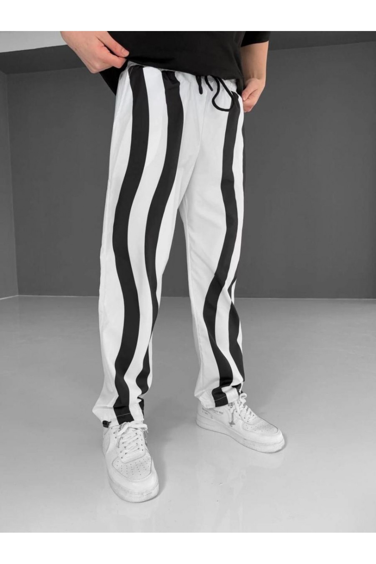 Erkek Paraşüt Kumaş alt Eşofman pantolon - Beyaz