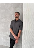 Erkek Polo Yaka Tişört Patlı Kısa Kol Yazlık T-shirt - Antrasit