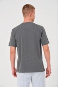 Erkek Düz Bisiklet Yaka Tişört Kısa Kol Yazlık T-Shirt - Antrasit