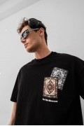 Erkek Yazlık Bisiklet Yaka Baskılı Regular Fit Tişört Kısa Kol T-Shirt - Siyah