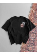 Erkek Yazlık Bisiklet Yaka Baskılı Regular Fit Tişört Kısa Kol T-Shirt - Siyah