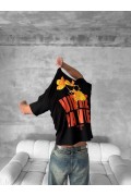 Erkek Ön ve Arka Baskılı T-Shirt Kısa Kol Bisiklet Yaka Regular Fit Tişört - Siyah