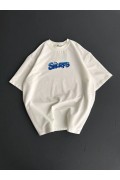 Erkek Ön ve Arka Baskılı T-Shirt Kısa Kol Bisiklet Yaka Regular Fit Tişört -  Beyaz