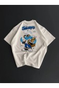 Erkek Ön ve Arka Baskılı T-Shirt Kısa Kol Bisiklet Yaka Regular Fit Tişört -  Beyaz