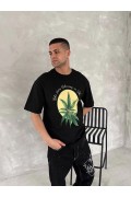 Erkek Baskılı T-Shirt Kısa Kol Bisiklet Yaka Regular Fit Yazlık Tişört - SiyahSiyah