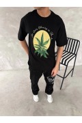 Erkek Baskılı T-Shirt Kısa Kol Bisiklet Yaka Regular Fit Yazlık Tişört - SiyahSiyah