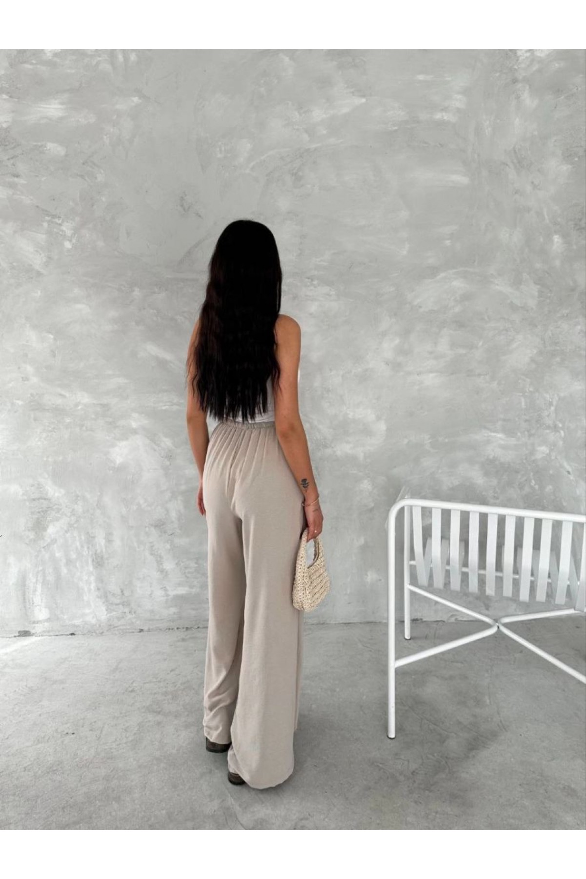 Kadın Ayrobin Oversize Kadın Pantalon - Bej