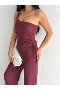 Asimetrik Crop Pantalon ikili Takım - Gül Kurusu