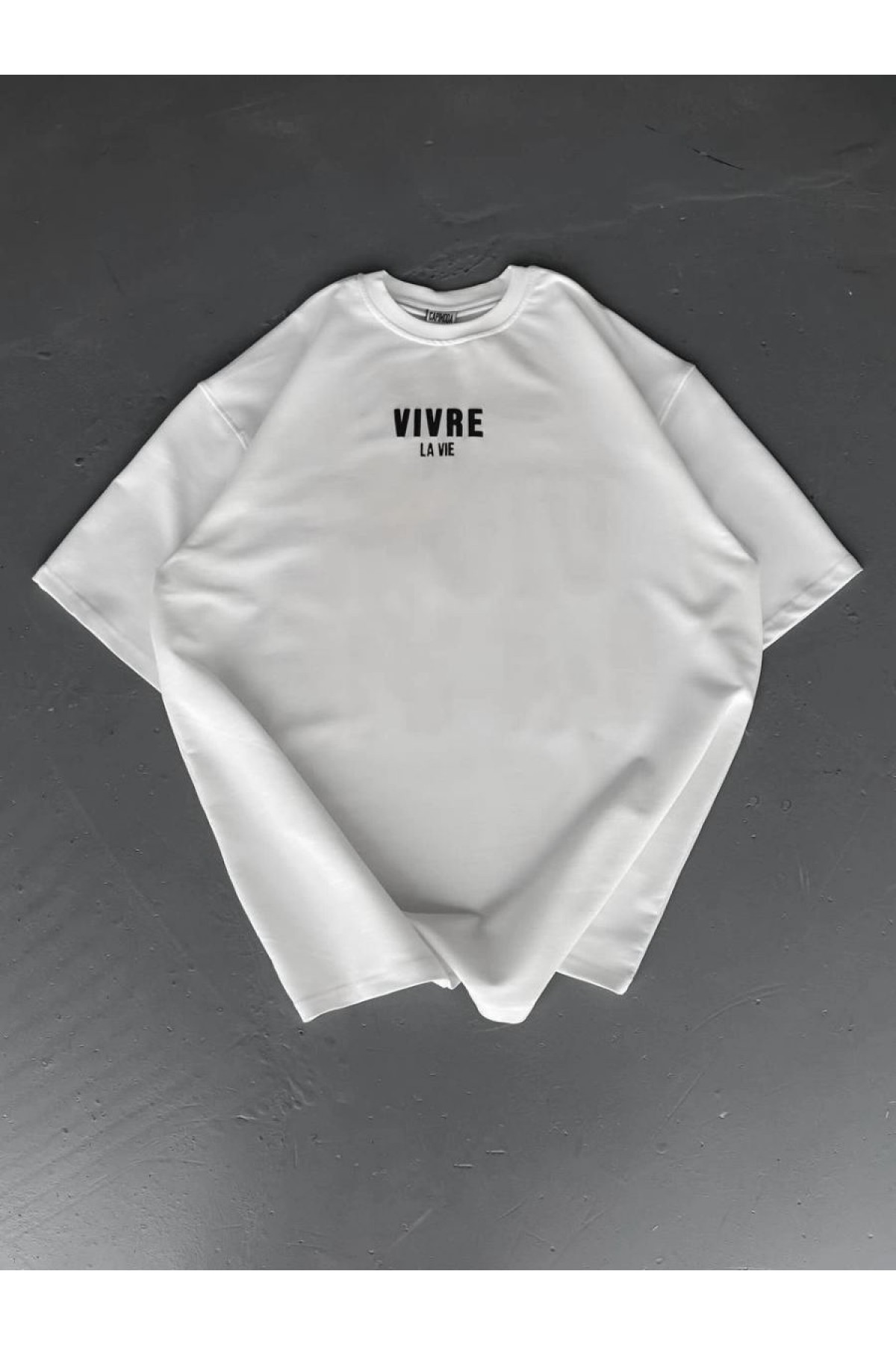 Erkek Ön ve Arka Baskılı T-Shirt Kısa Kol Bisiklet Yaka Regular Fit Tişört - Beyaz