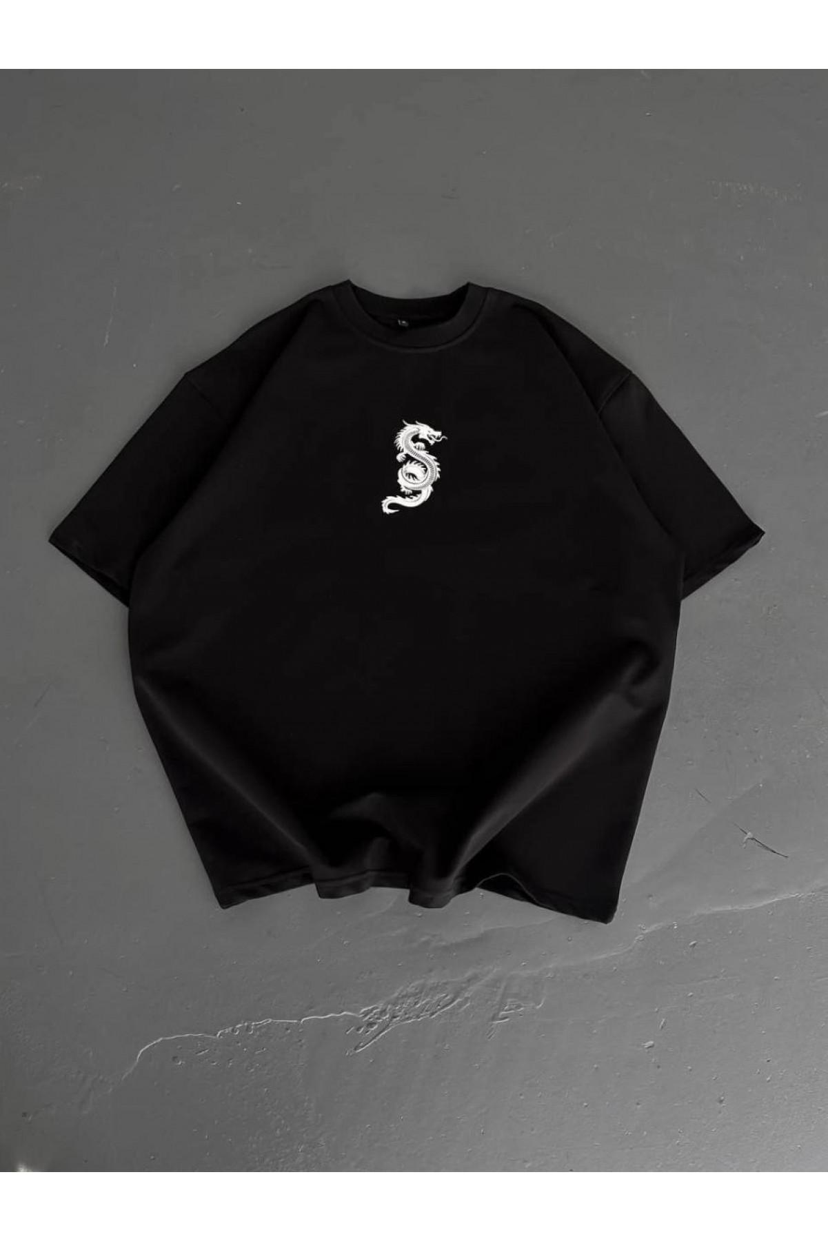 Erkek Ön ve Arka Baskılı T-Shirt Kısa Kol Bisiklet Yaka Regular Fit Tişört - Siyah