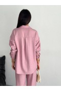 Kadın Gömlek Pantolon ikili Alt-Üst Takım - Toz Pembe