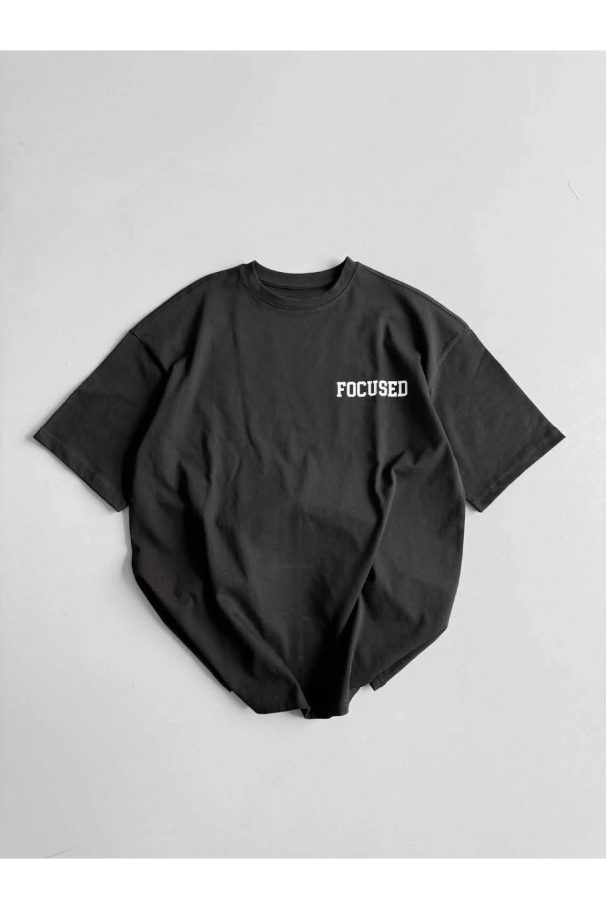 Erkek Ön ve Arka Baskılı T-Shirt Kısa Kol Bisiklet Yaka Regular Fit Tişört -  Siyah