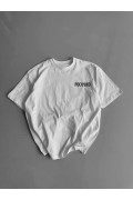 Erkek Ön ve Arka Baskılı T-Shirt Kısa Kol Bisiklet Yaka Regular Fit Tişört - Beyaz