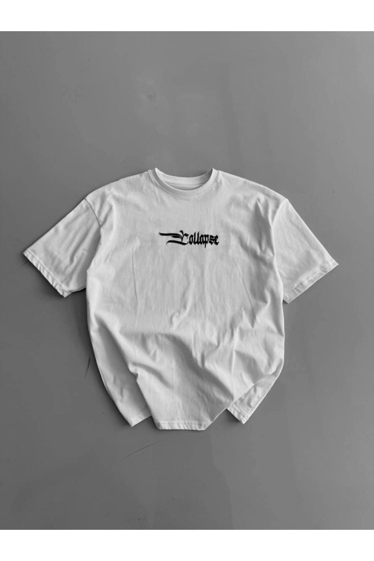 Erkek Ön ve Arka Baskılı T-Shirt Kısa Kol Bisiklet Yaka Regular Fit Tişört - Beyaz