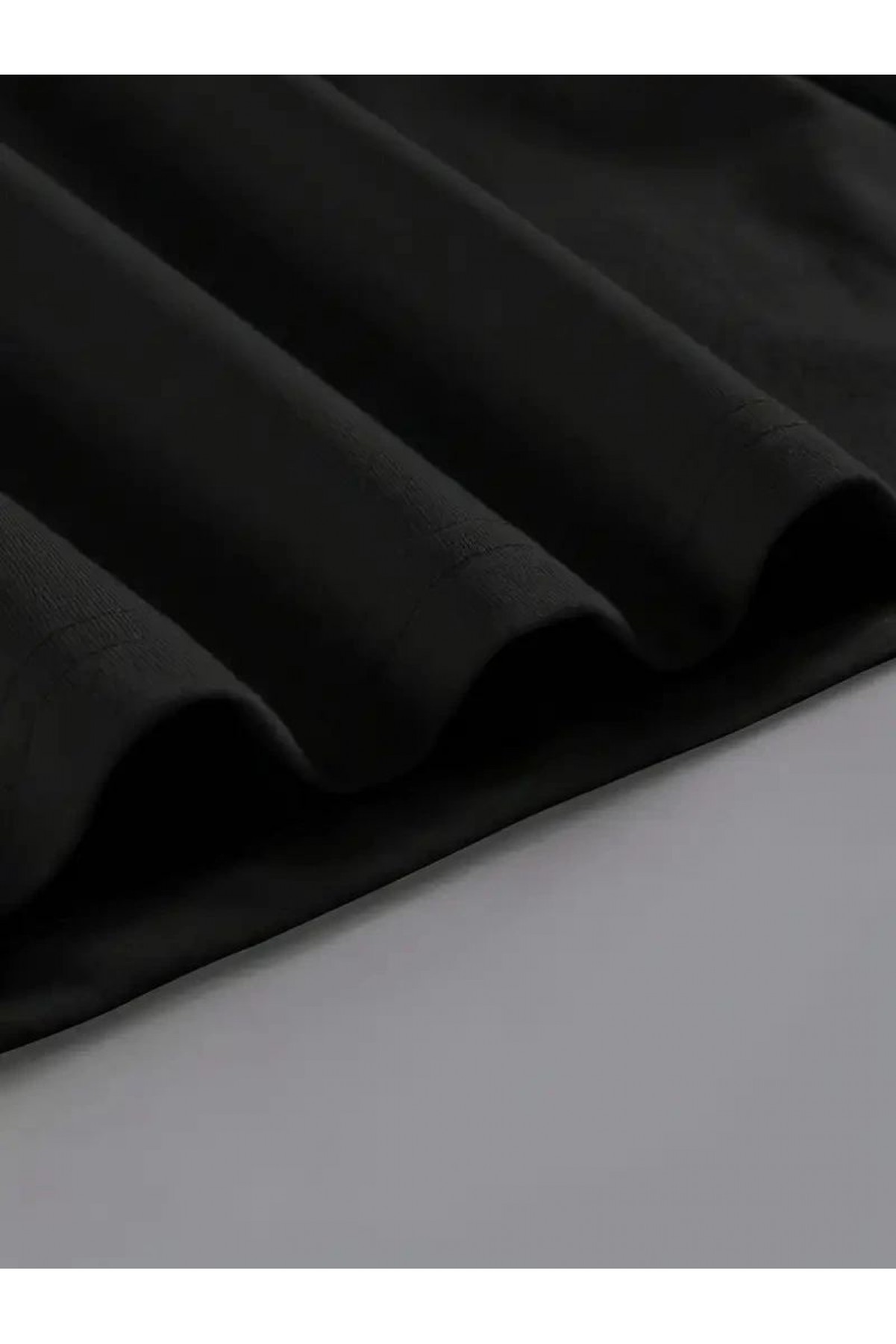 Kadın Kahve Desen Baskılı Tişört Kısa Kol Bisiklet Yaka Oversize T-Shirt - Siyah