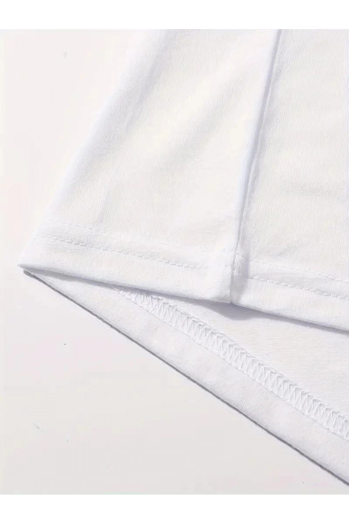 Kadın Kahve Desen Baskılı Tişört Kısa Kol Bisiklet Yaka Oversize T-Shirt - Beyaz