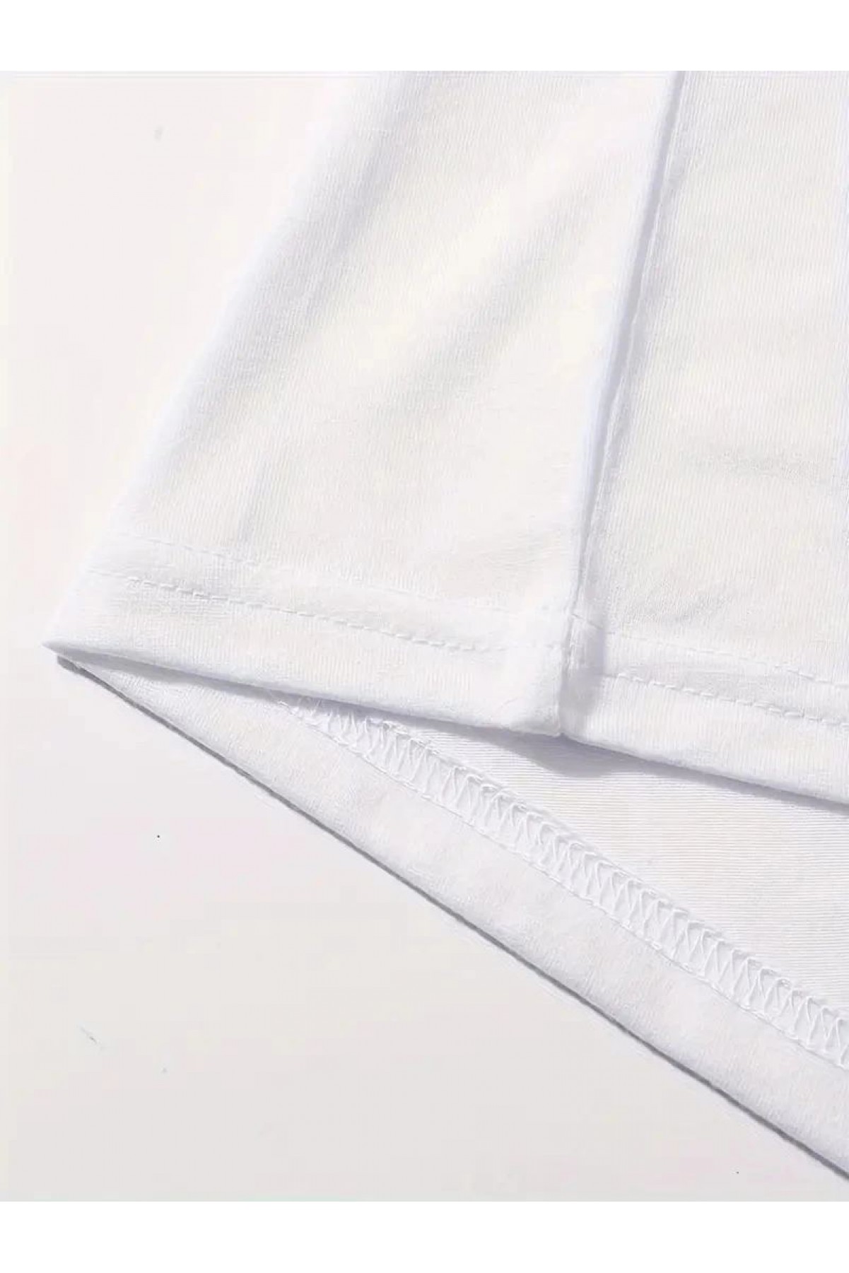Kadın Kahve Desen Baskılı Tişört Kısa Kol Bisiklet Yaka Oversize T-Shirt - Beyaz