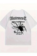 Kadın Tişört Örümcek Baskılı Bisiklet Yaka T-shirt - Beyaz