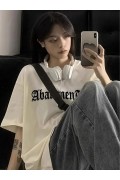 Kadın Tişört Örümcek Baskılı Bisiklet Yaka T-shirt - Beyaz