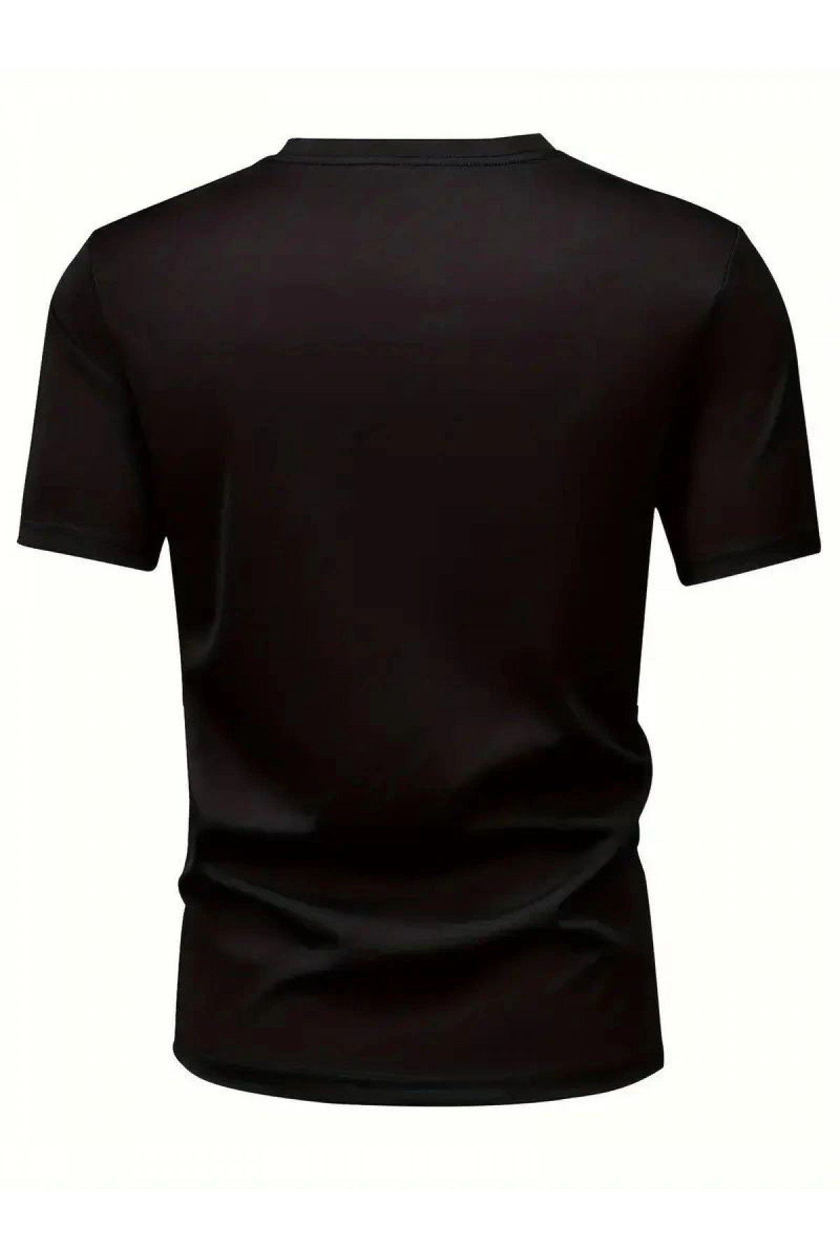 Erkek Kısa Kol Yazlık Tişört Bisiklet Yaka Baskılı Oversize T-Shirt - Siyah