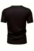 Erkek Kısa Kol Yazlık Tişört Bisiklet Yaka Baskılı Oversize T-Shirt - Siyah
