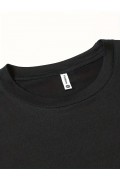 Erkek Kısa Kol Yazlık Tişört Bisiklet Yaka Baskılı Oversize T-Shirt - Siyah