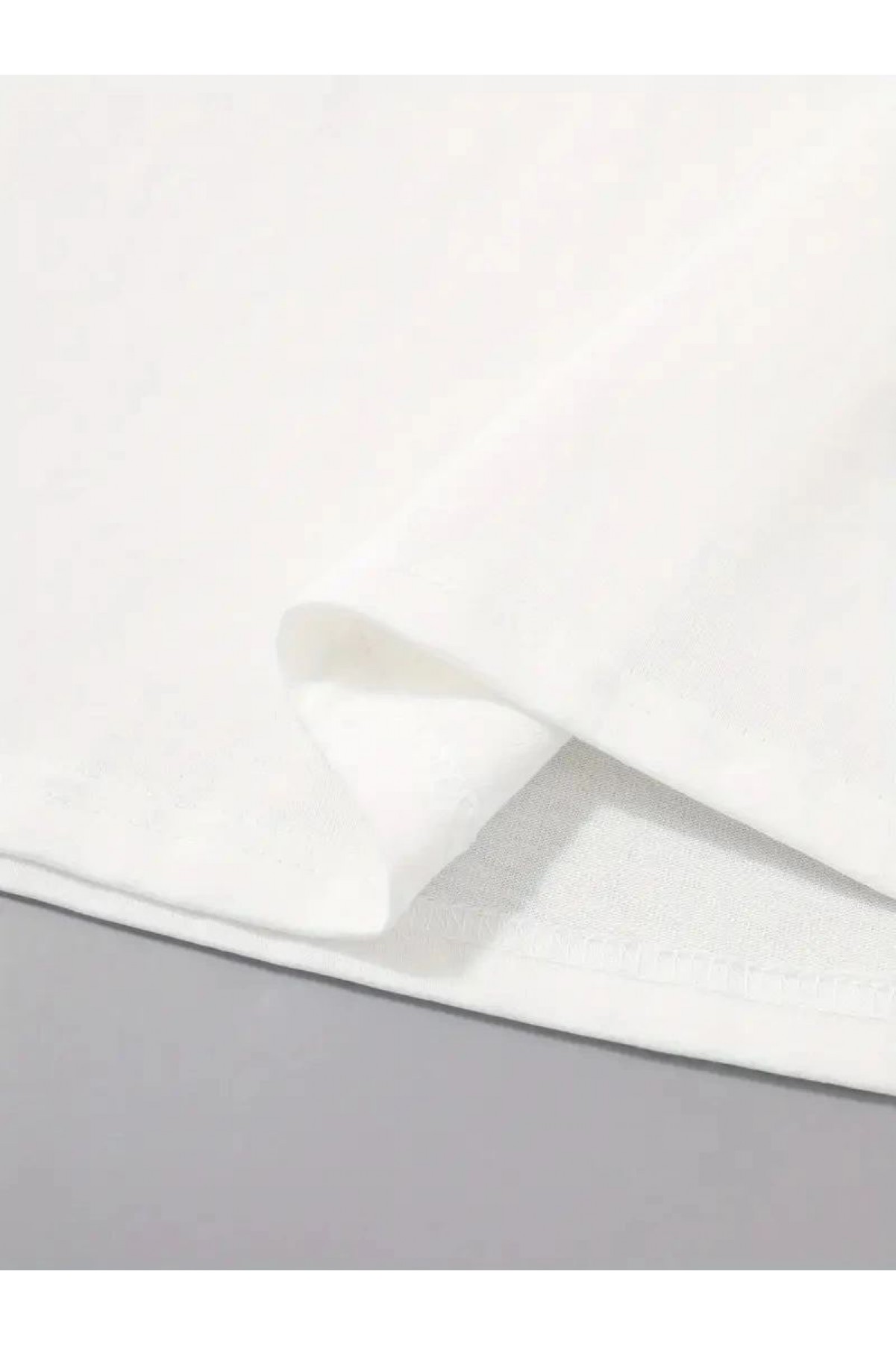Erkek Kısa Kol Yazlık Tişört Bisiklet Yaka Baskılı Oversize T-Shirt - Beyaz