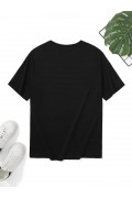 Erkek Tişört Palmiye Baskılı Bisiklet Yaka Kısa Kol Yazlık T-shirt - Siyah