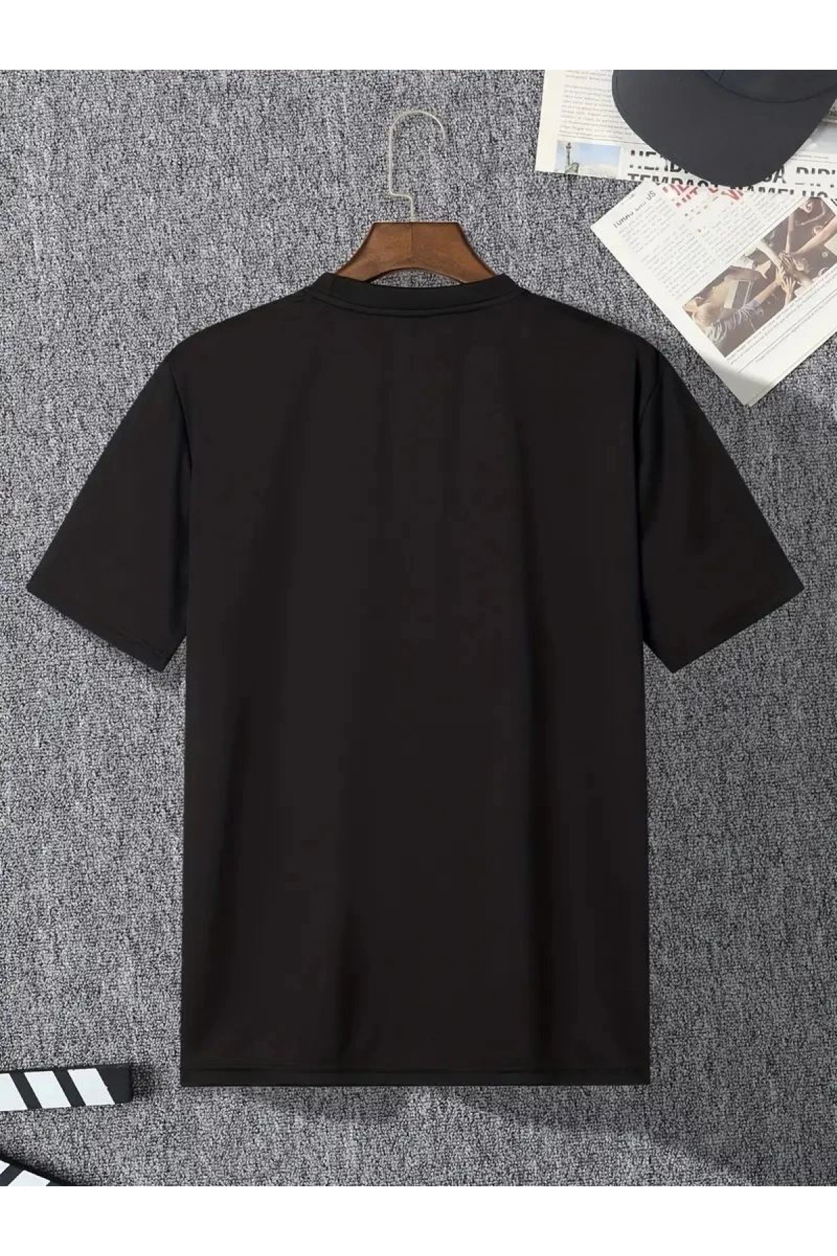 Erkek  Tişört TRIED TO WARN YOU. Baskılı Bisiklet Yaka T-shirt - Siyah
