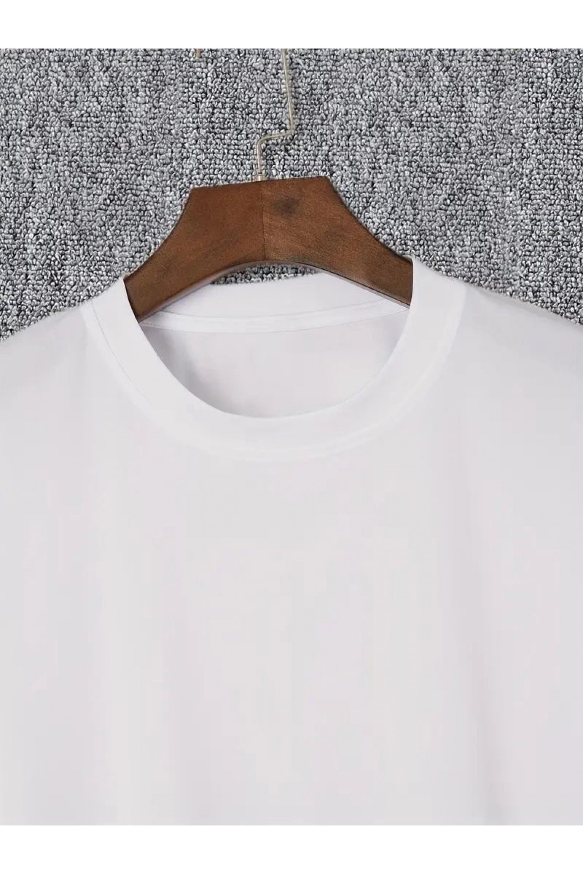 Erkek Baskılı T-Shirt Kısa Kol Bisiklet Yaka Regular Fit Rahat Kalıp Günlük Tişört - Beyaz