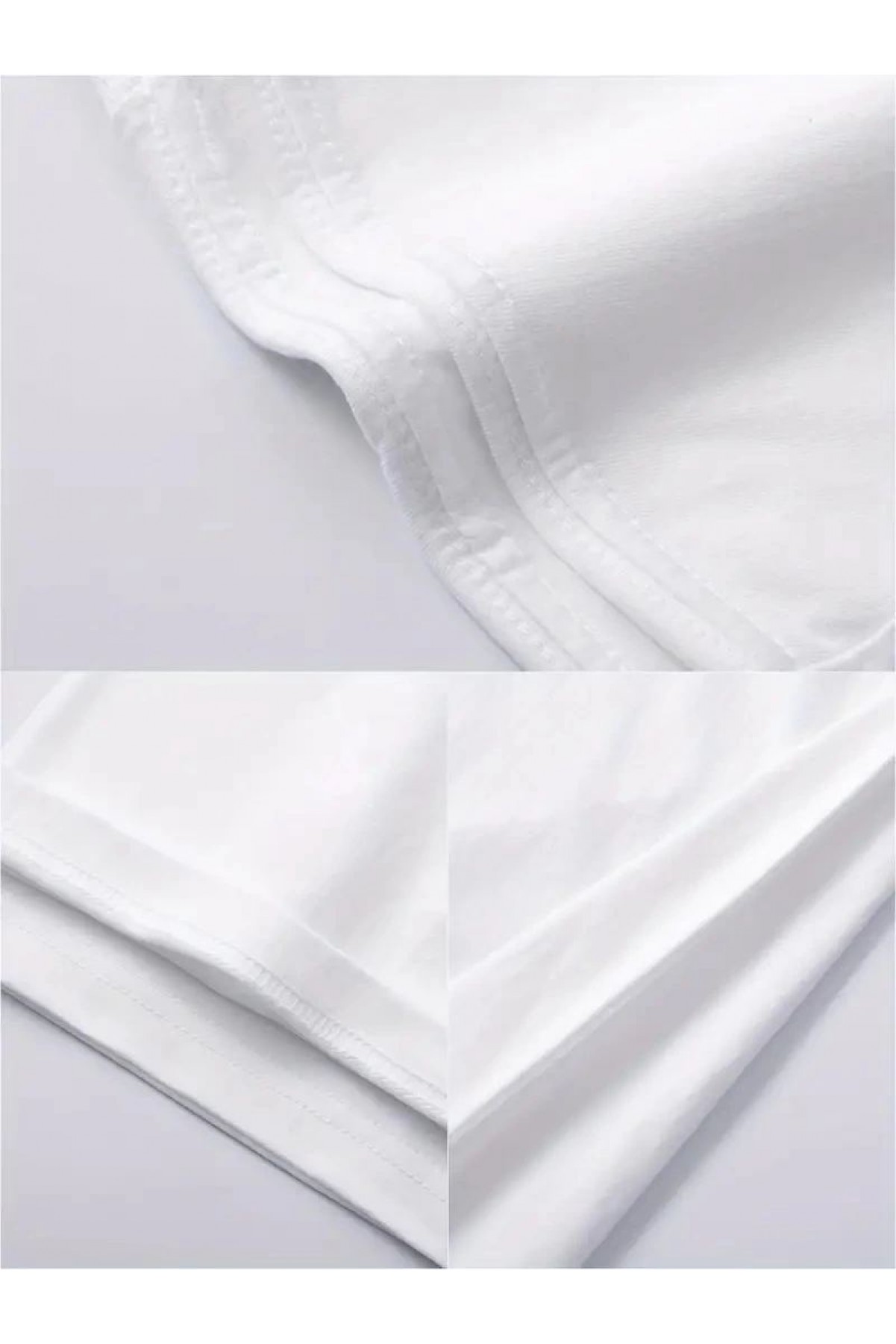 Erkek Tişört Bisiklet Yaka Kore sevimli ayı baskı Kısa Kol T-Shirt  - Beyaz