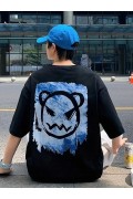 ERKEK  Tişört Bisiklet Yaka Kore tarzı baskı Kısa Kol t-shirt - Siyah