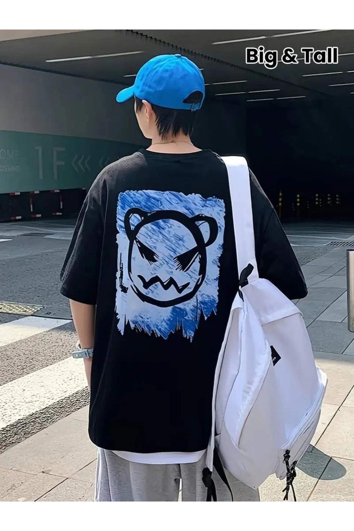 ERKEK  Tişört Bisiklet Yaka Kore tarzı baskı Kısa Kol t-shirt - Siyah