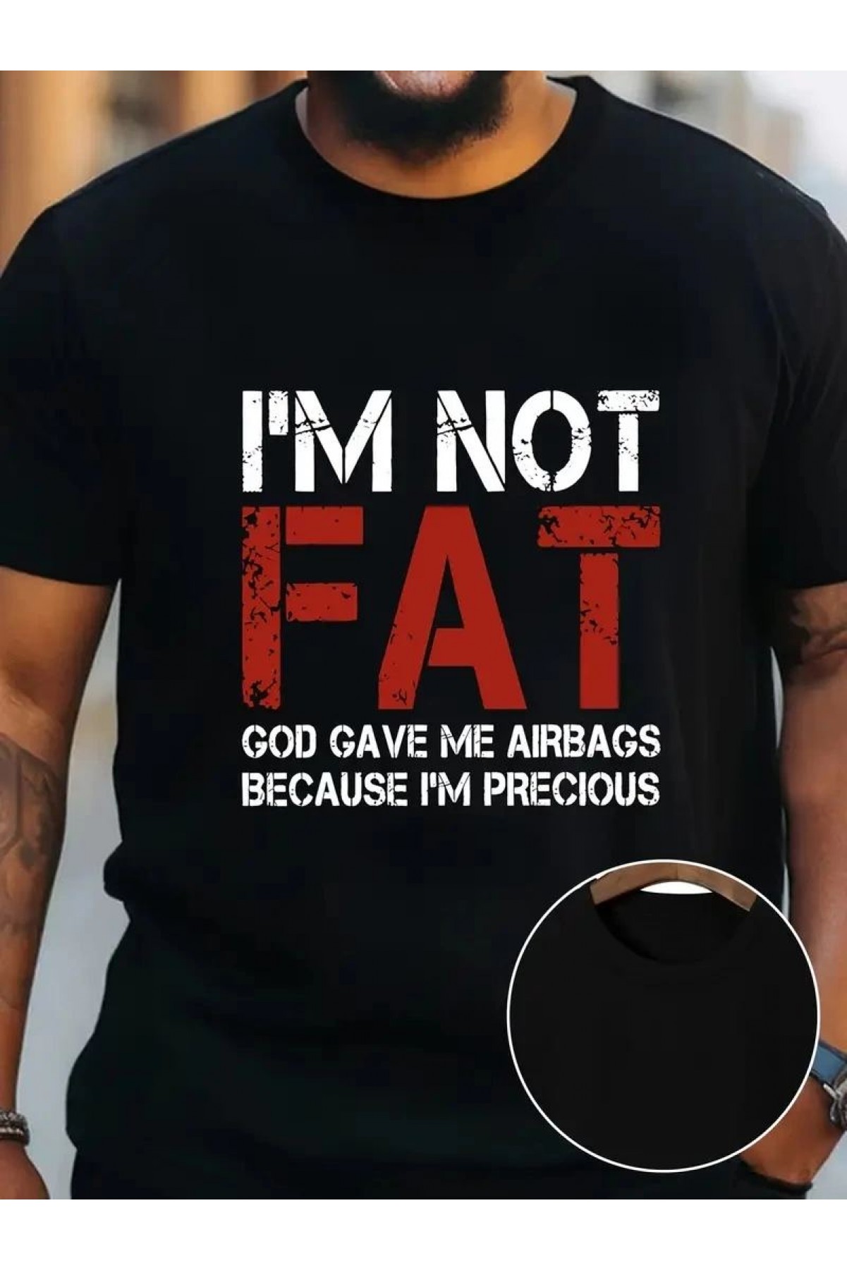 Erkek Kısa Kol Yazlık Tişört Bisiklet Yaka Baskılı Oversize T-Shirt - Siyah