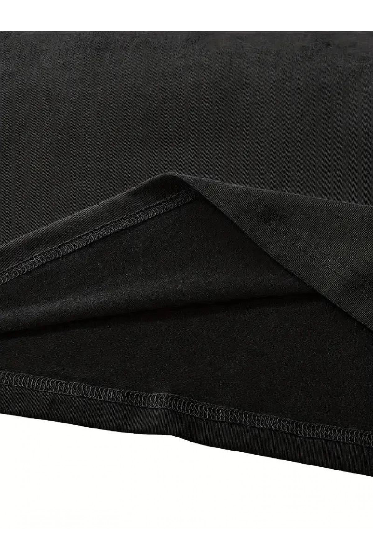 Kadın Tişört fiyonk baskılı Bisiklet yaka yazlık Kısa Kol oversize t-shirt - Siyah