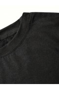 Kadın Tişört fiyonk baskılı Bisiklet yaka yazlık Kısa Kol oversize t-shirt - Siyah