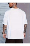 Erkek Baskılı Tişört Kısa Kol Bisiklet Yaka Regular fit Rahat kalıp T-Shirt - Beyaz