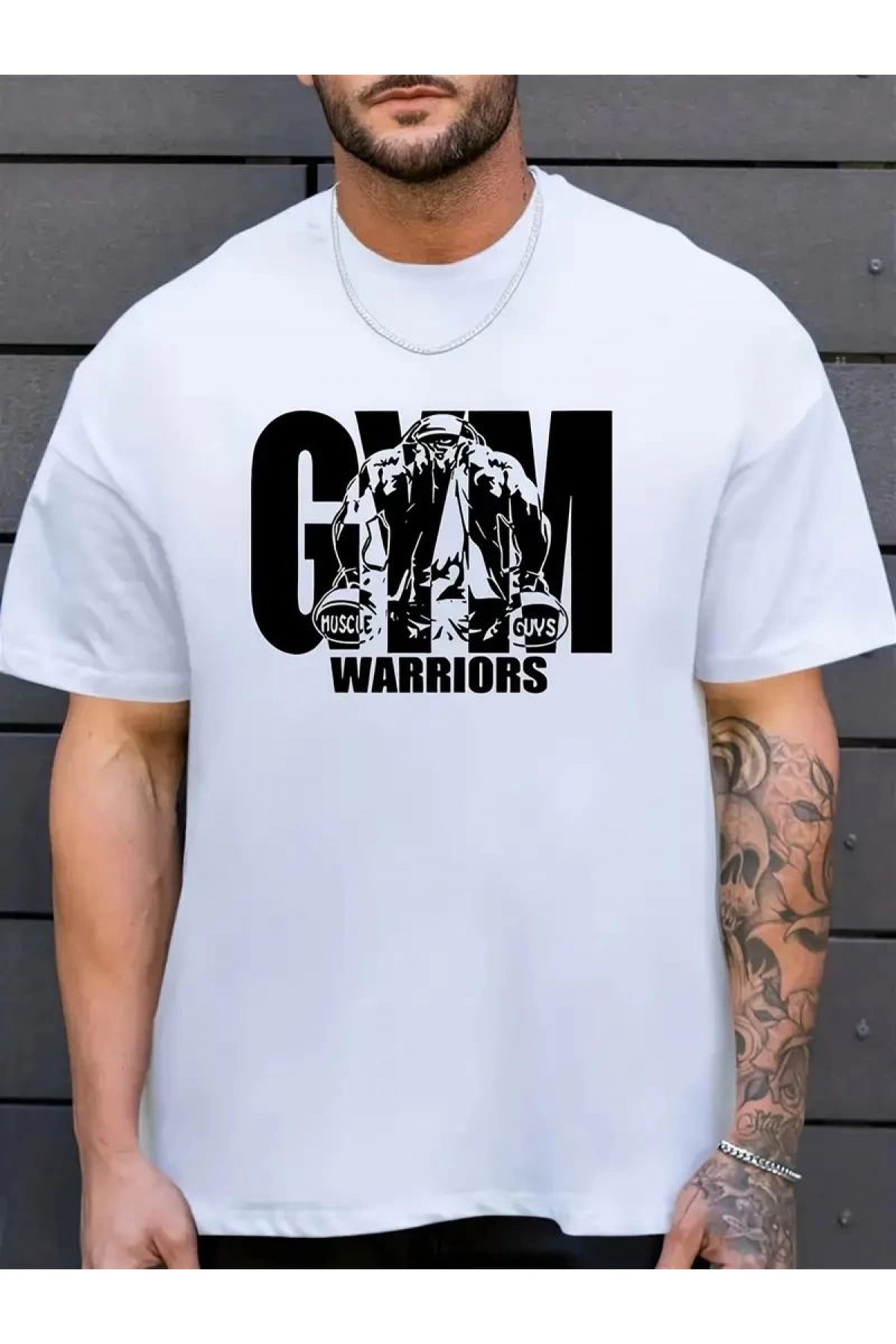 Erkek Baskılı Tişört Kısa Kol Bisiklet Yaka Regular fit Rahat kalıp T-Shirt - Beyaz