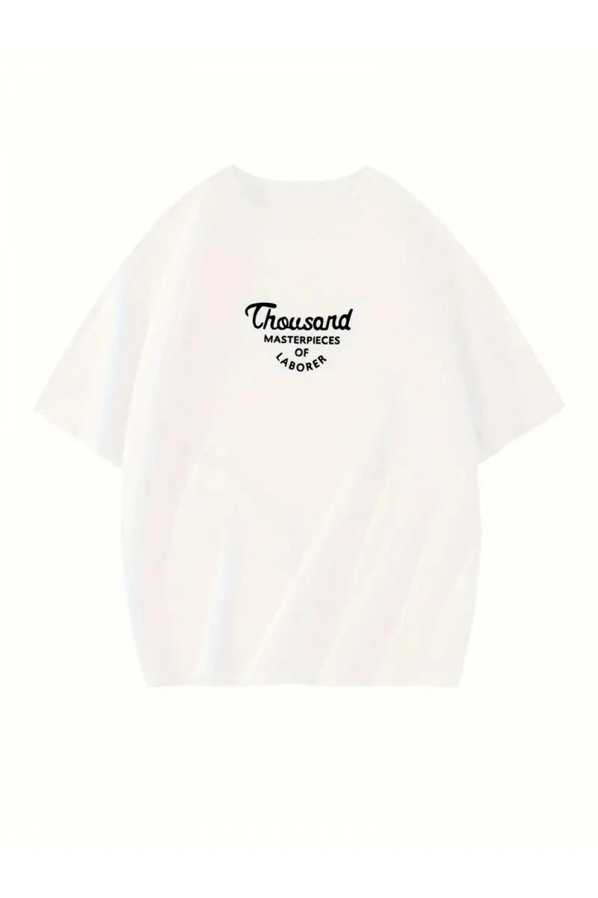 Kadın Baskılı Tişört Bisiklet yaka yazlık Kısa Kol oversize t-shirt - Beyaz