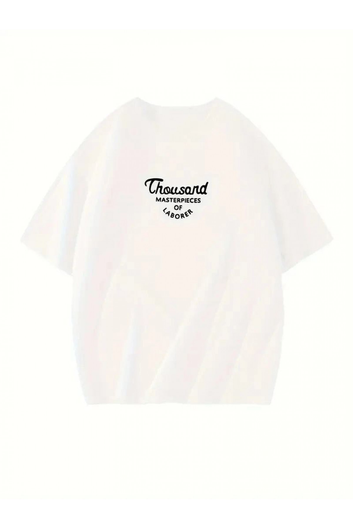 Kadın Baskılı Tişört Bisiklet yaka yazlık Kısa Kol oversize t-shirt - Beyaz