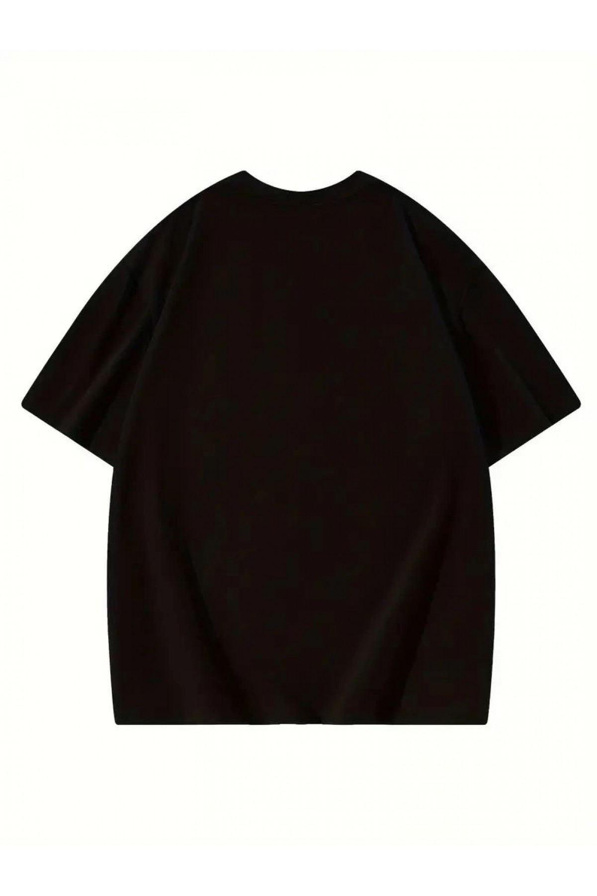 Kadın Baskılı Tişört Bisiklet yaka yazlık Kısa Kol oversize t-shirt - Siyah