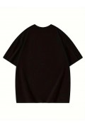 Kadın Baskılı Tişört Bisiklet yaka yazlık Kısa Kol oversize t-shirt - Siyah