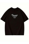 Kadın Baskılı Tişört Bisiklet yaka yazlık Kısa Kol oversize t-shirt - Siyah