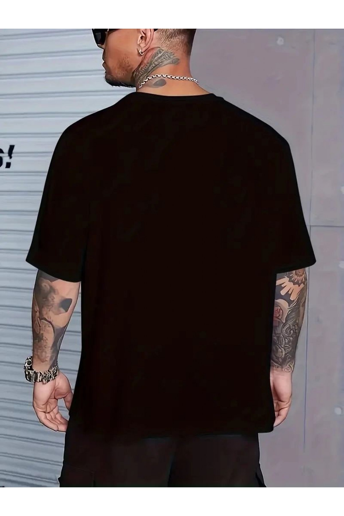 Erkek Baskılı Tişört Kısa Kol Bisiklet Yaka Regular fit Rahat kalıp T-Shirt - Siyah