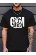Erkek Baskılı Tişört Kısa Kol Bisiklet Yaka Regular fit Rahat kalıp T-Shirt - Siyah