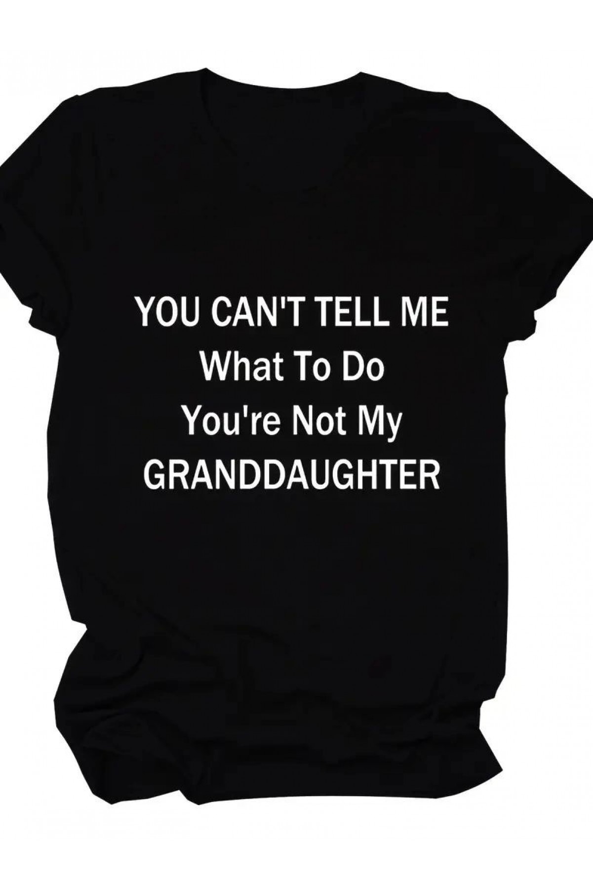 Kadın Baskılı Tişört Kısa Kol Bisiklet Yaka T-shirt - Siyah