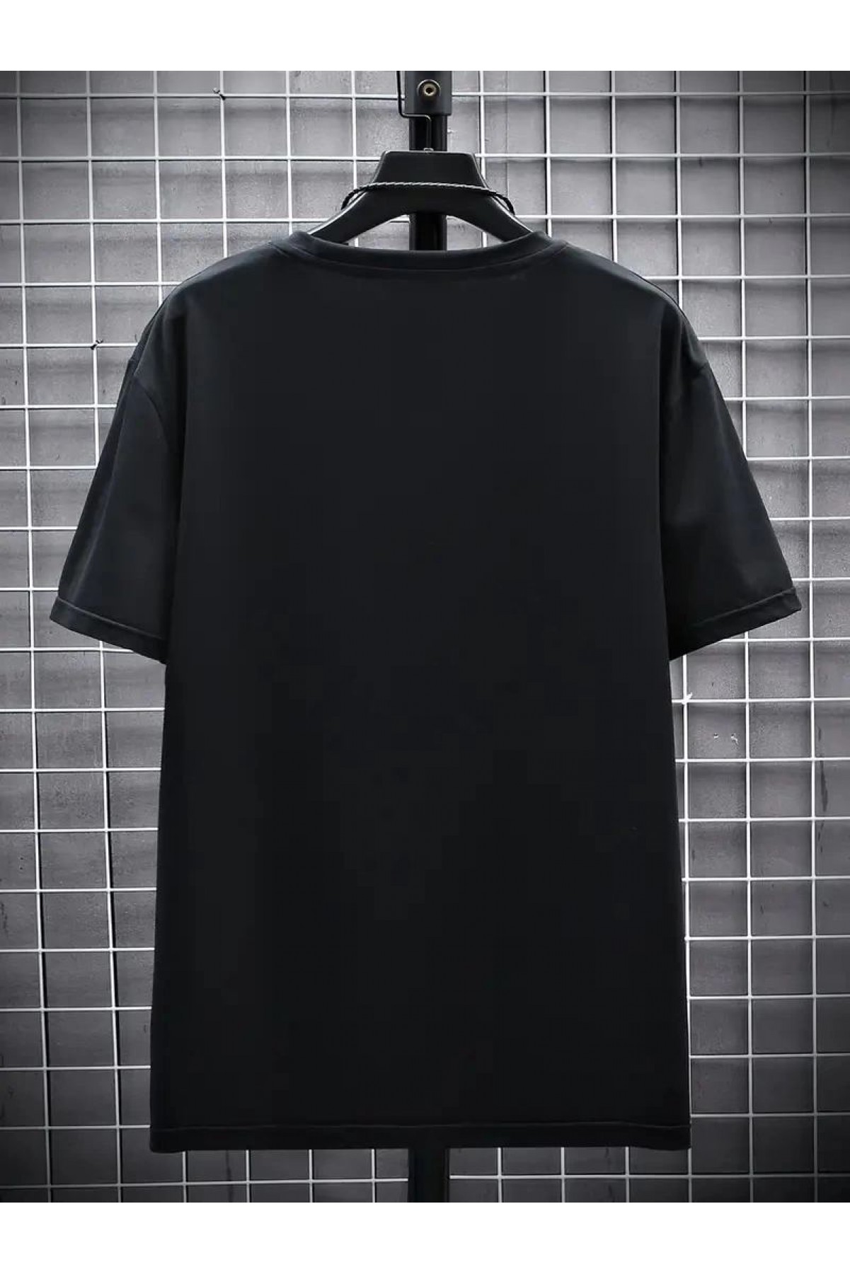 Erkek Tişört FUTRE Baskılı Kısa Kol Bisiklet Yaka T-shirt - Siyah