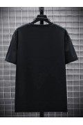 Erkek Tişört FUTRE Baskılı Kısa Kol Bisiklet Yaka T-shirt - Siyah
