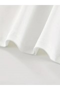 Kadın Kısa Kol Yazlık Tişört Bisiklet Yaka Baskılı Oversize T-Shirt - Beyaz