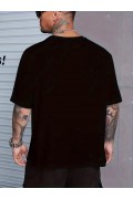 Erkek ANIMAL Baskılı Tişört Bisiklet YakaYazlık T-shirt - Siyah